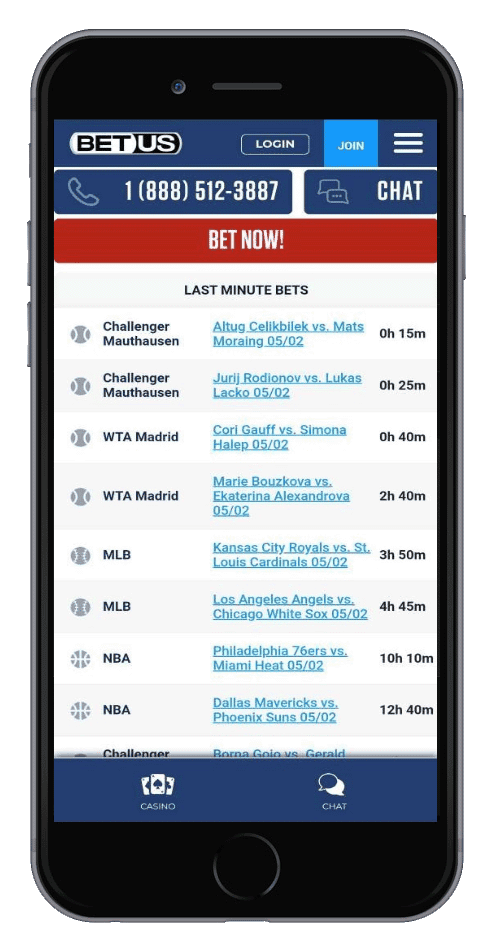 BetUS mobile app