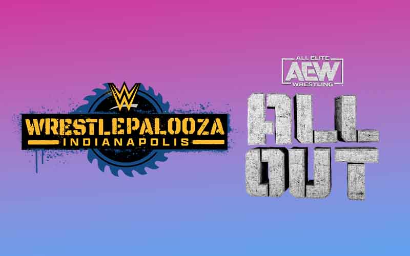 logos for WWE Wrestlepalooza Indianapolis and AEW All Out